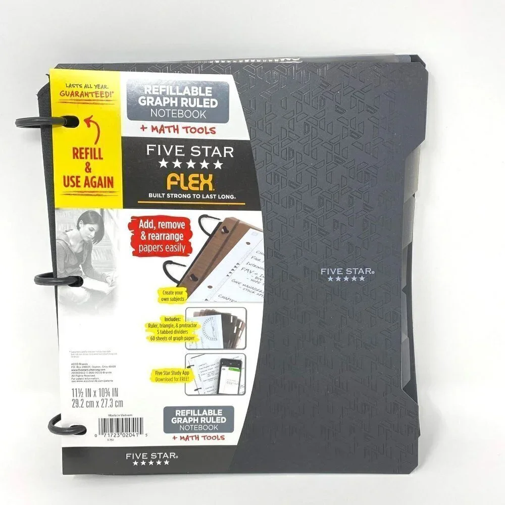 Five Star Flex Refillable Graph Ruled Notebook Math Tools 1